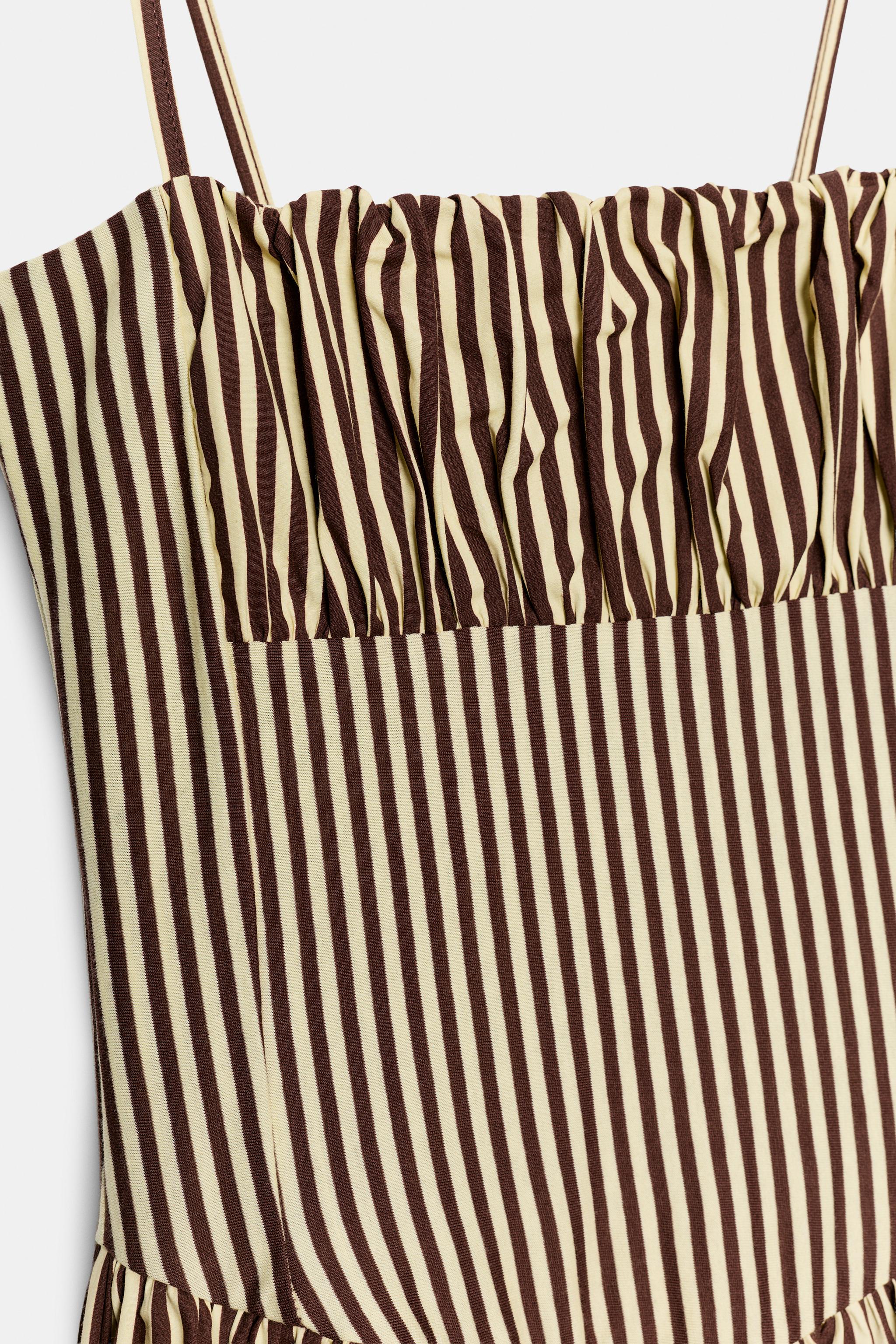 STRIPED COMBINATION POPLIN DRESS